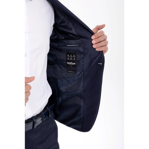 Derman Darkblue Pointed Collar Silvery Classic 2 Piece Tuxedo - Picture 6 of 6